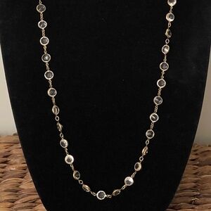 J. Crew clear crystals, bezel set necklace 36"